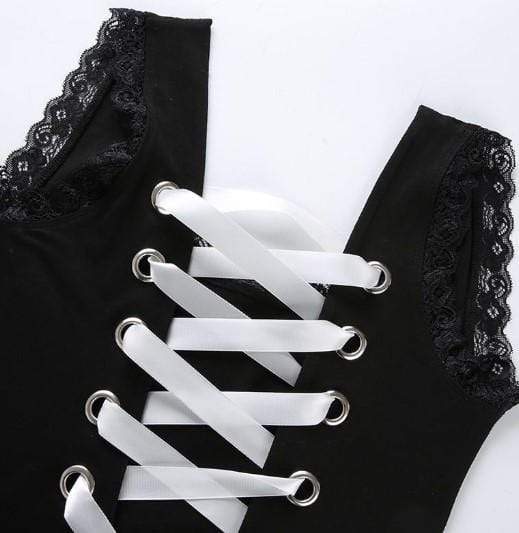 Gothic Lace Up Back Bodysuit