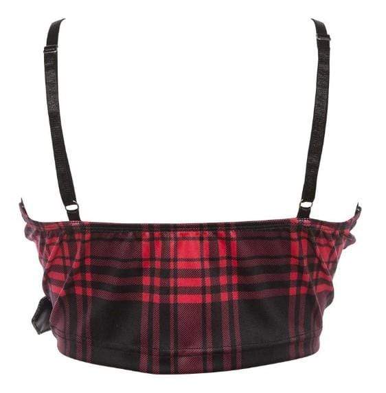 Gothic Plaid Rivet Crop Tank Top