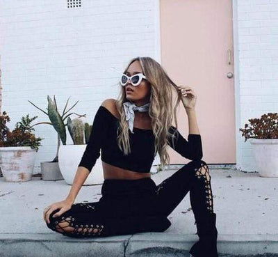 Gothic Lace Up Suede High Waist Pants