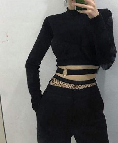 Gothic Sexy Long Sleeves Crop Top