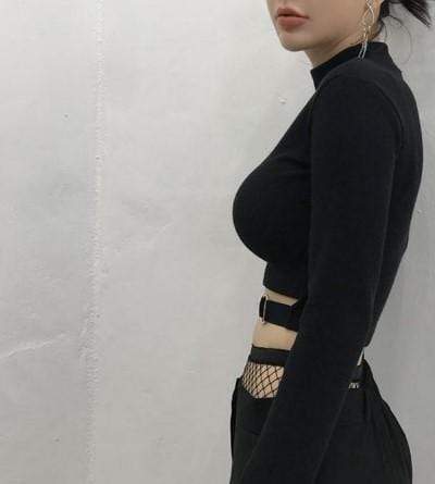 Gothic Sexy Long Sleeves Crop Top
