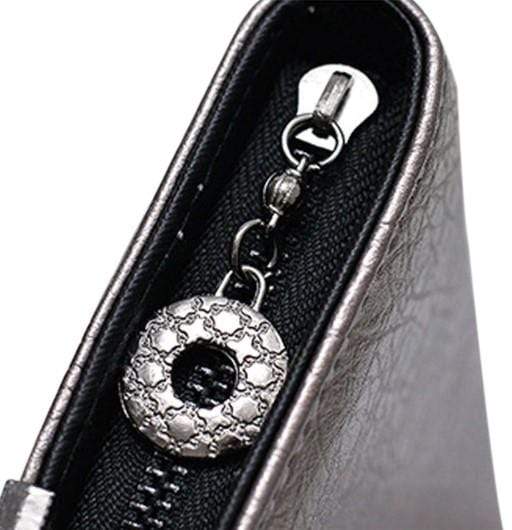 Metal Skull Pattern Leather Long Wallet