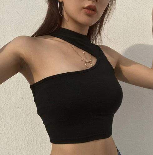 Gothic Halter Bodycon Crop Tops