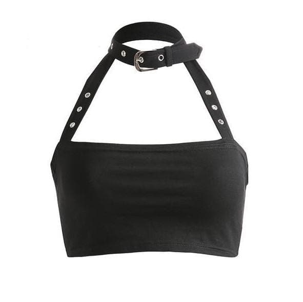 Gothic Choker Halter Crop Top