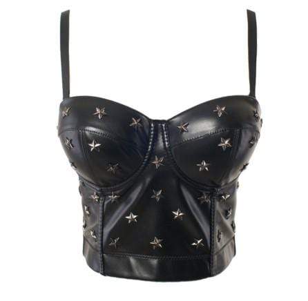 Leather Rivet Bustier Crop Top