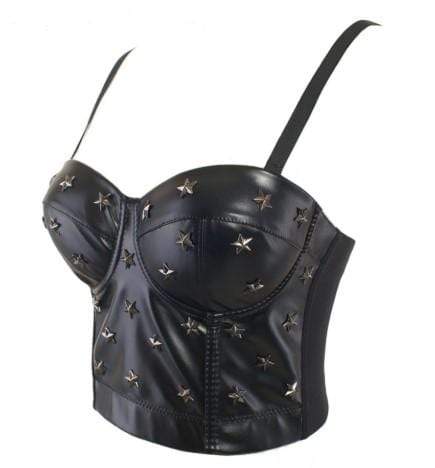 Leather Rivet Bustier Crop Top