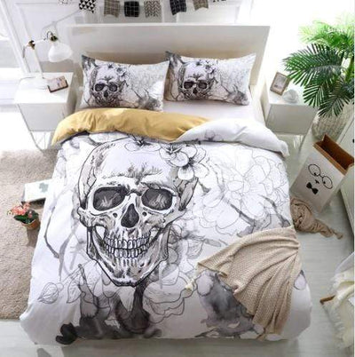 Flowers skull Duvet Bed Cover