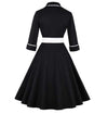 Patchwork Belt Vintage Dress Plus Size