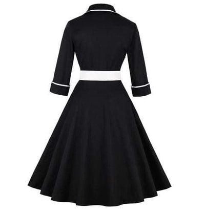 Patchwork Belt Vintage Dress Plus Size