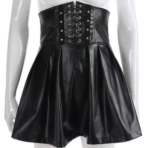 Gothic Leather Bandage High Waist