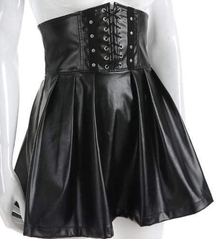 Gothic Leather Bandage High Waist