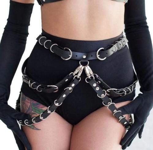 Chaotic Leather Harness Waist Garter 