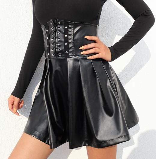 Gothic Leather Bandage High Waist