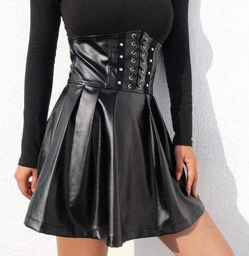 Gothic Leather Bandage High Waist