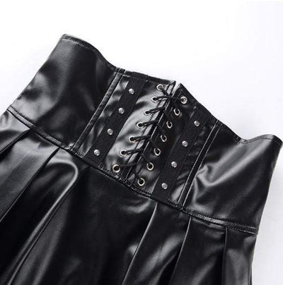 Gothic Leather Bandage High Waist