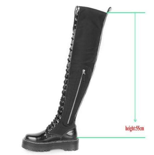 ELECTRA Black Lace Up Over The Knee Boots