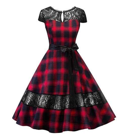  Classic Plaid Vintage Dress 