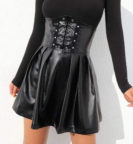 Gothic Leather Bandage High Waist