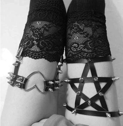 Gothic Studded Pentagram Harness