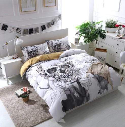 Flowers skull Duvet Bed Cover