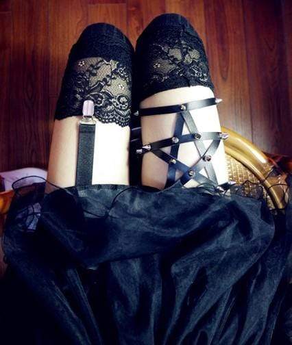 Gothic Studded Pentagram Harness