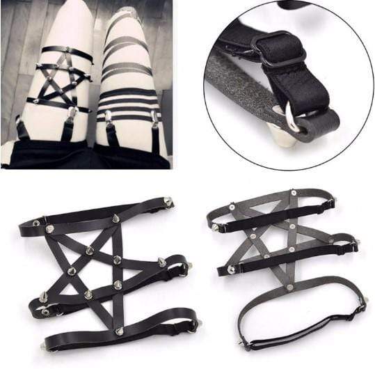 Gothic Studded Pentagram Harness