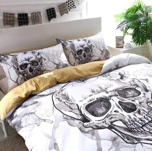 Flowers skull Duvet Bed Cover