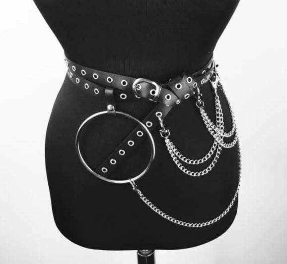 Gothic Leather Harness Waist Belts O Ring Metal