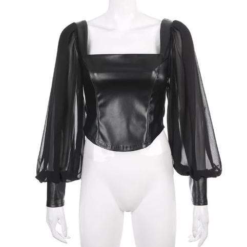 Deluxe Faux Leather Blouse