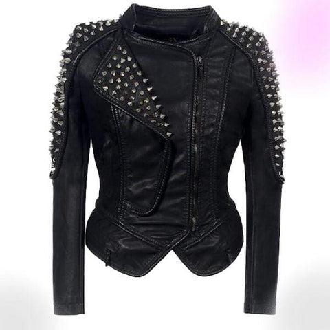 Studded Leather Moto Jacket