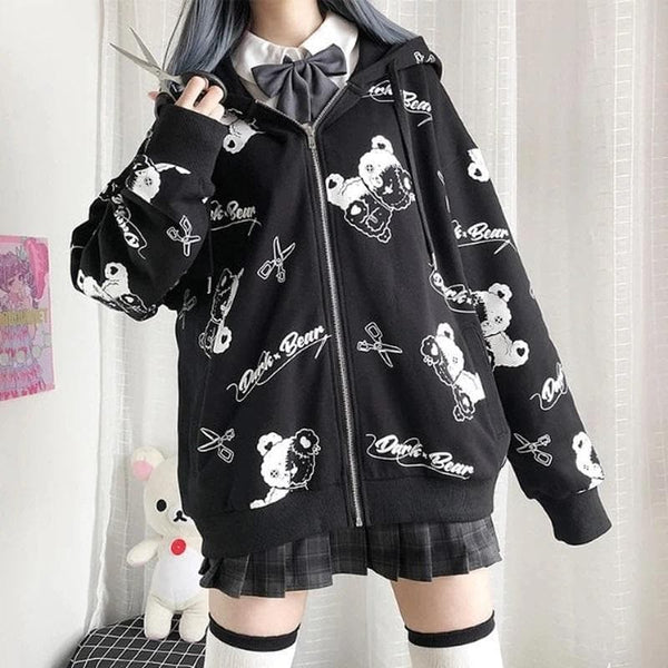 Dark Bear Kawaii Hoodie