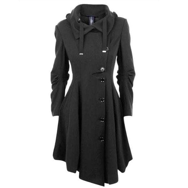 Elegant Single-Breasted Black Gothic Coat