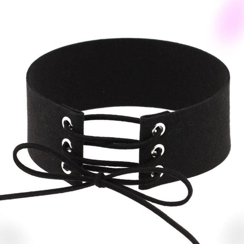 Velvet Aesthetic Lace Up Choker