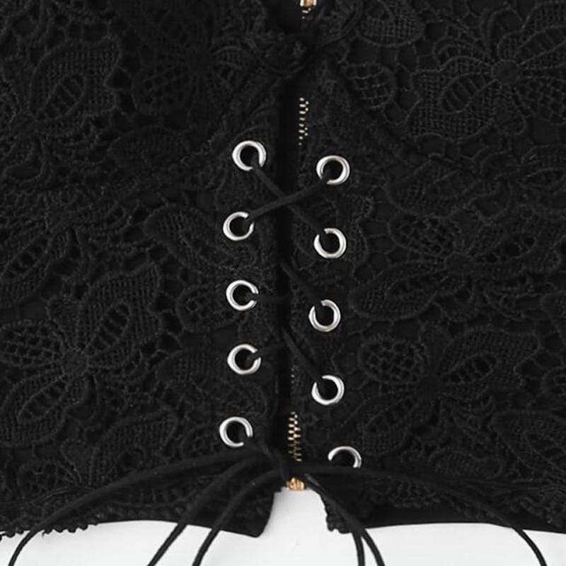 Lace Strap Crop Top - Gothic Babe Co