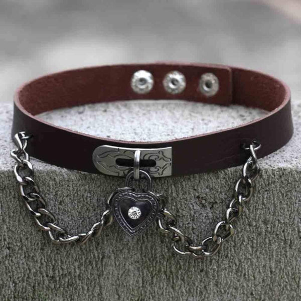 Chained Lock Heart Gothic Choker