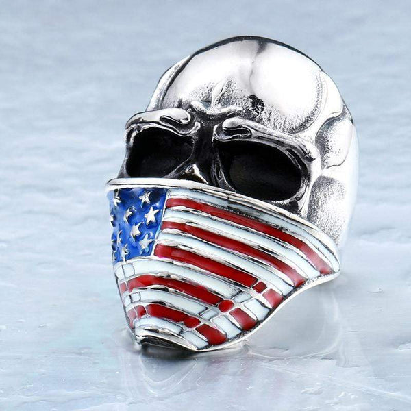 Flag Bandana Skull Gothic Ring