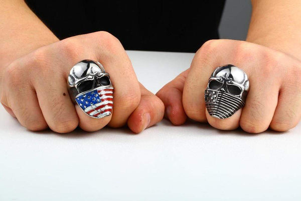 Flag Bandana Skull Gothic Ring