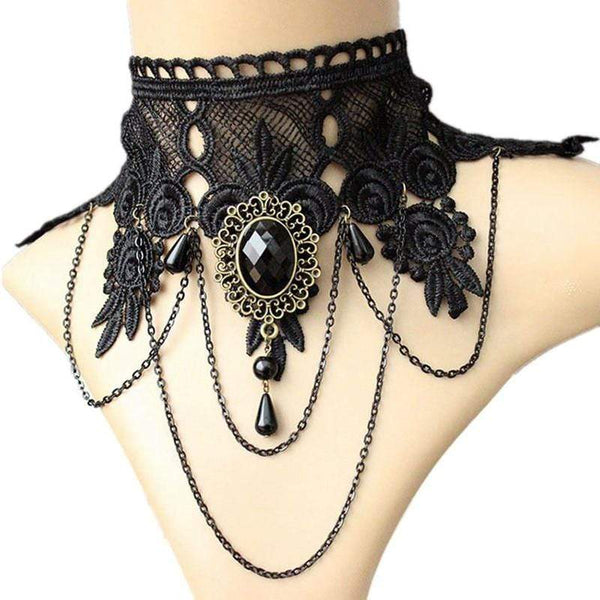 Black Lace Short Collar Gothic Choker