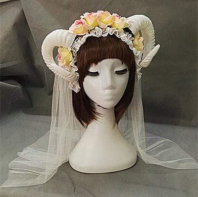 Gothic Horn Headdress and optional veil (white)
