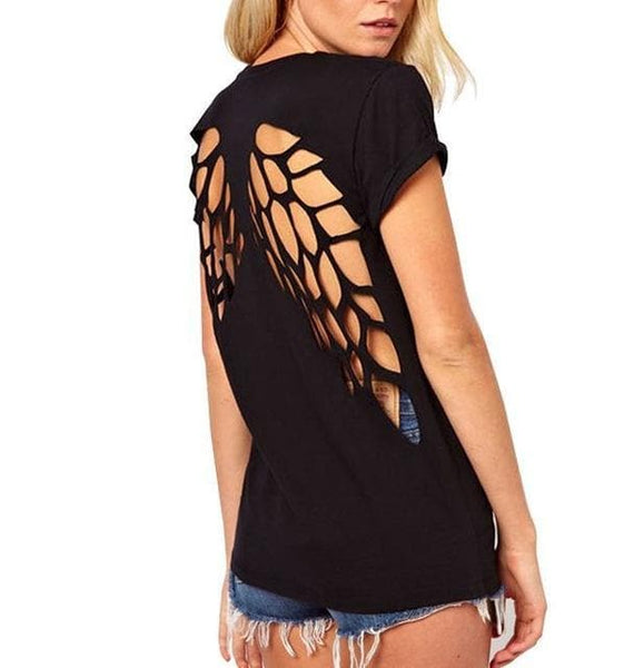 Bold Angel Wing Cut Out Shirt