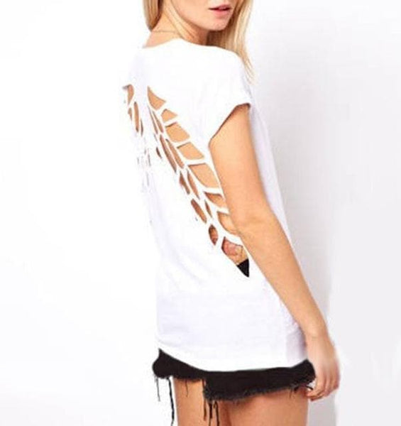 Bold Angel Wing Cut Out Shirt