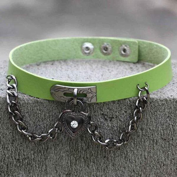 Chained Lock Heart Gothic Choker