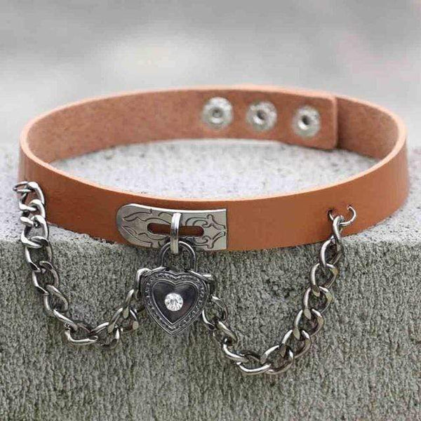 Chained Lock Heart Gothic Choker