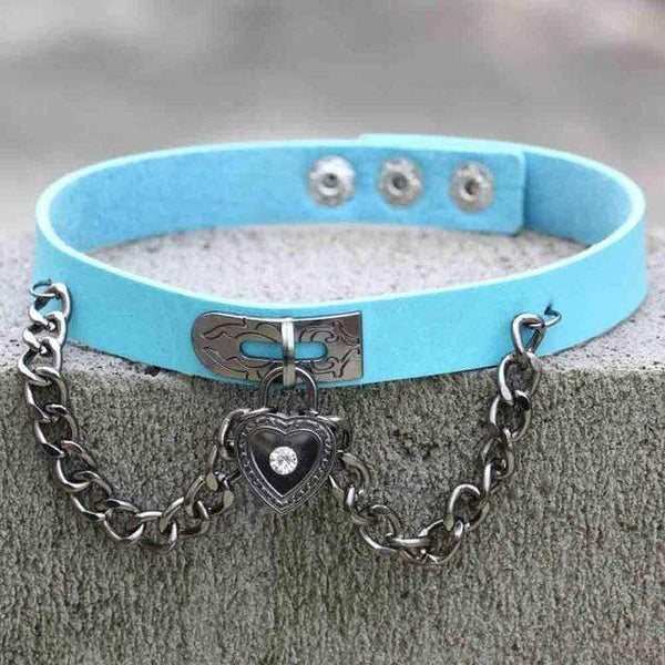 Chained Lock Heart Gothic Choker