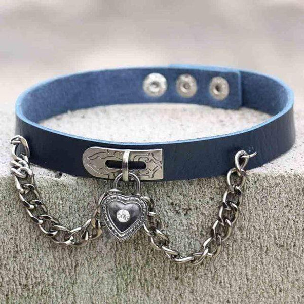 Chained Lock Heart Gothic Choker