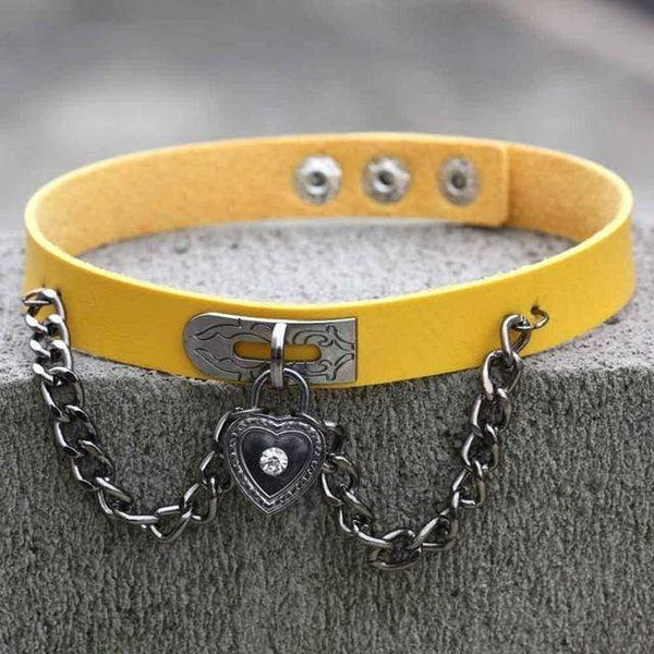 Chained Lock Heart Gothic Choker