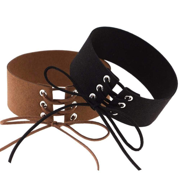 Velvet Aesthetic Lace Up Choker