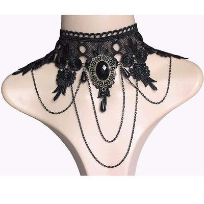 Goth Tassel Lace Gothic Necklace