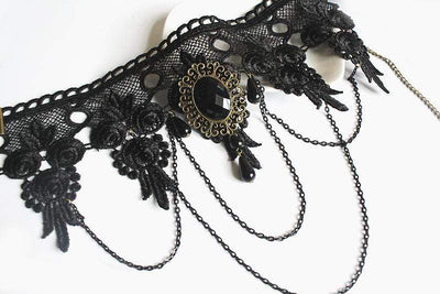 Goth Tassel Lace Gothic Necklace