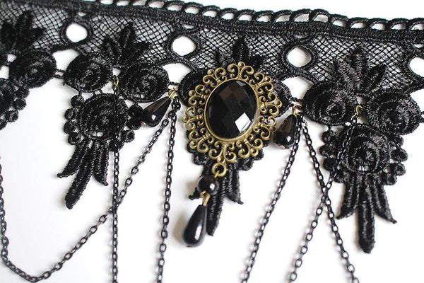 Goth Tassel Lace Gothic Necklace